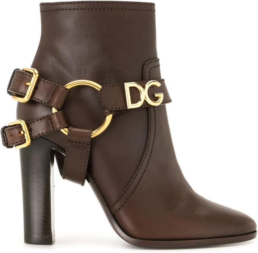 Dolce & Gabbana Enkellaarzen met gesp Bruin