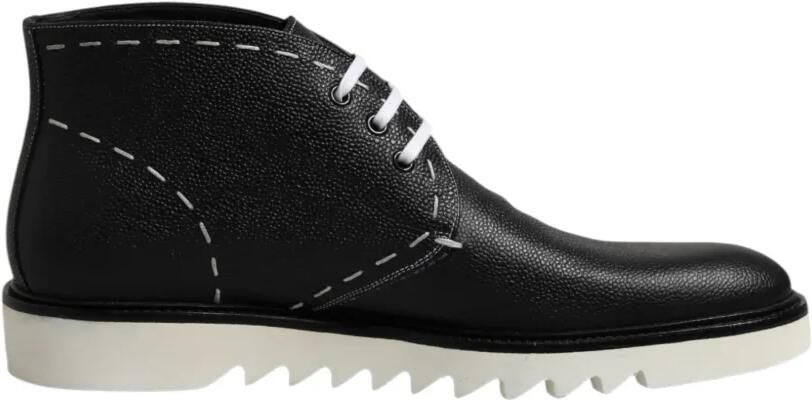 Dolce & Gabbana Enkellaarzen met stikseldetail en chunky zool Zwart