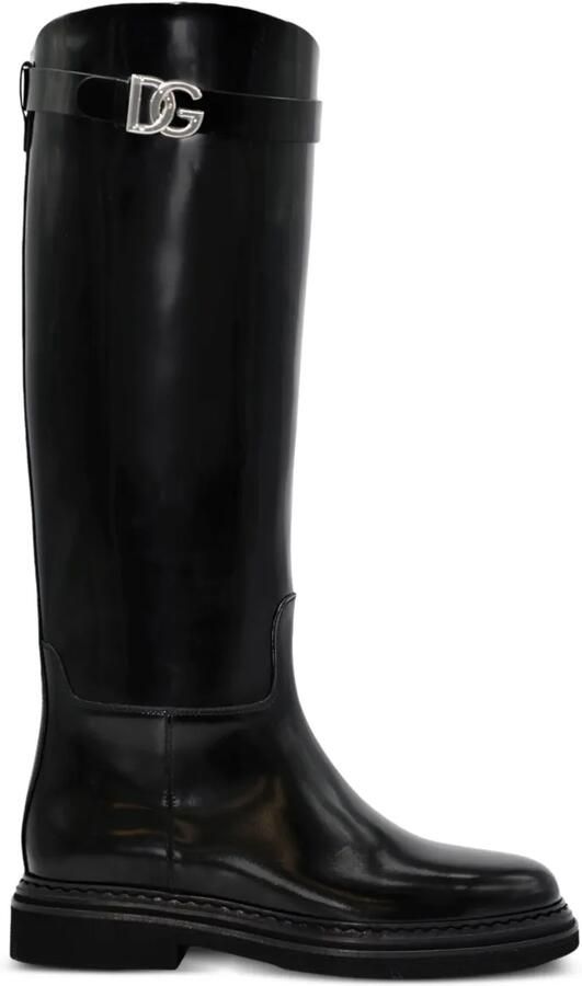 Dolce & Gabbana Equestrian laarzen met logoplakkaat Zwart