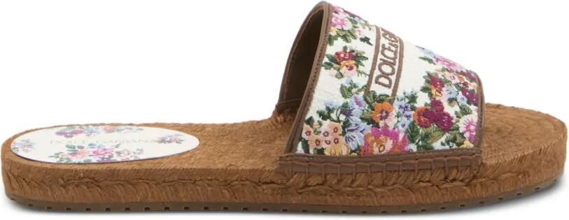 Dolce & Gabbana Espadrilla sandalen met geborduurde bloemen Wit