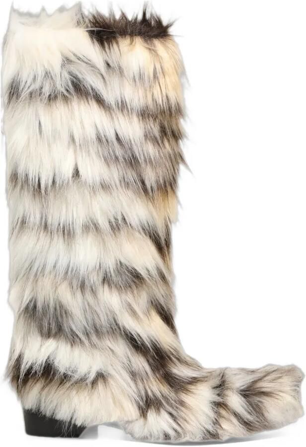 Dolce & Gabbana faux-fur knee-high boots Beige