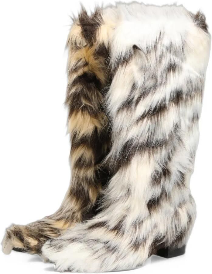 Dolce & Gabbana faux-fur knee-high boots Beige - Foto 2