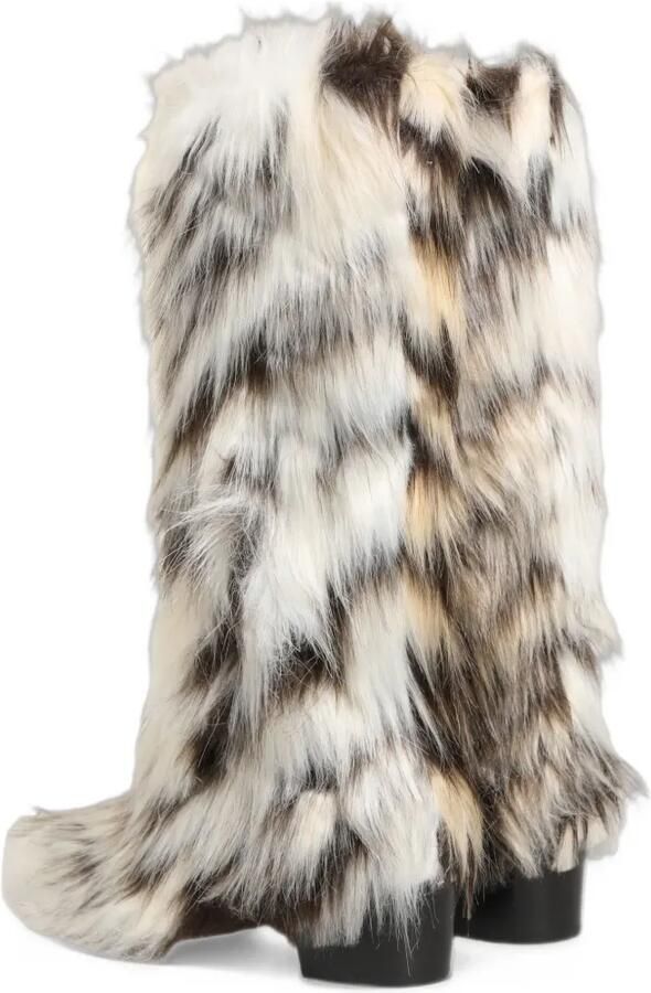 Dolce & Gabbana faux-fur knee-high boots Beige - Foto 3