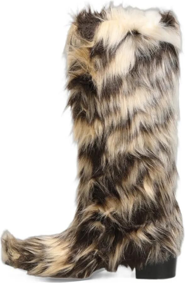 Dolce & Gabbana faux-fur knee-high boots Beige - Foto 5