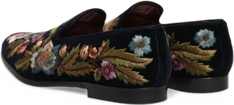 Dolce & Gabbana floral-embroidered velvet loafers Zwart - Foto 4