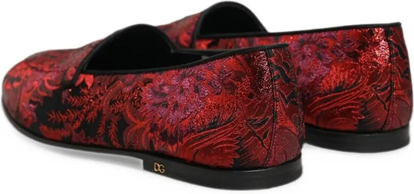 Dolce & Gabbana floral-jacquard loafers Rood - Foto 3