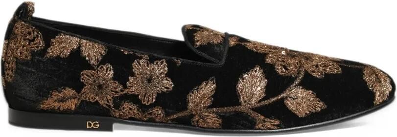 Dolce & Gabbana floral-jacquard loafers Zwart