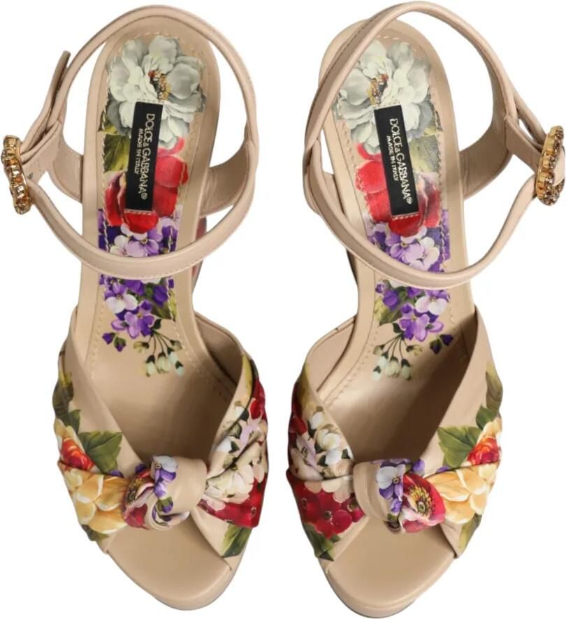 Dolce & Gabbana Sandalen met sleehak en bloemenprint Beige - Foto 2