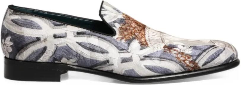 Dolce & Gabbana floral-tapestry embroidered loafers Grijs