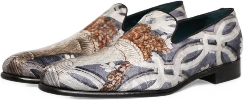 Dolce & Gabbana floral-tapestry embroidered loafers Grijs - Foto 5