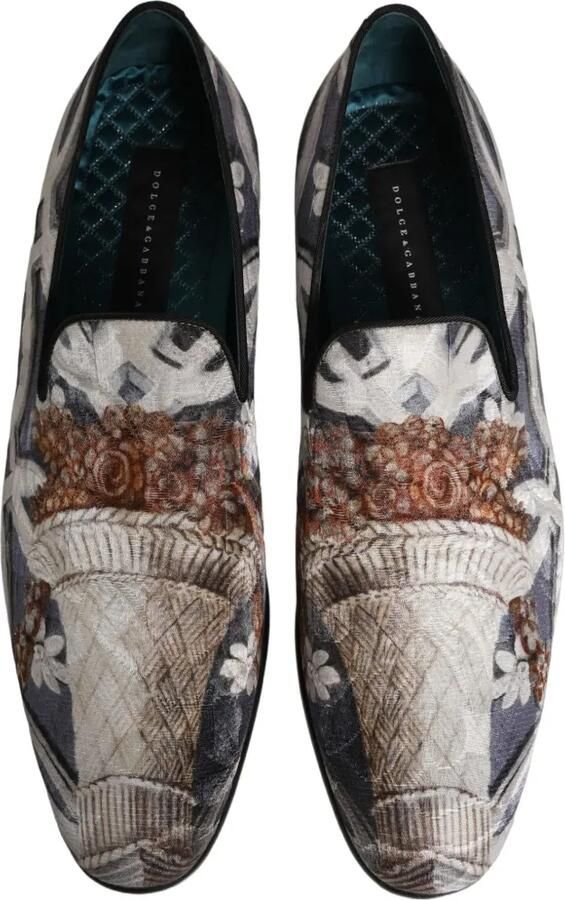 Dolce & Gabbana floral-tapestry embroidered loafers Grijs - Foto 3