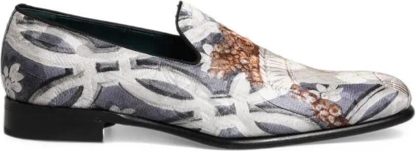 Dolce & Gabbana floral-tapestry embroidered loafers Grijs