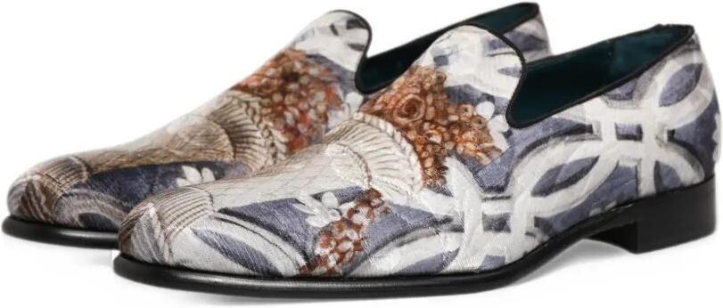 Dolce & Gabbana floral-tapestry embroidered loafers Grijs - Foto 5