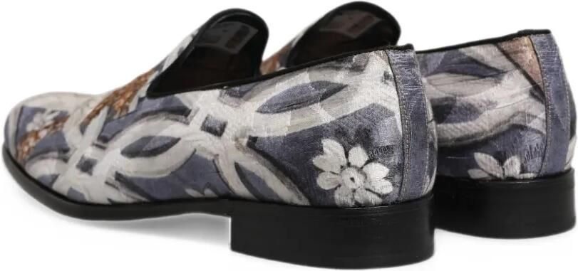 Dolce & Gabbana floral-tapestry embroidered loafers Grijs - Foto 4