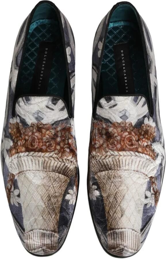 Dolce & Gabbana floral-tapestry embroidered loafers Grijs - Foto 2