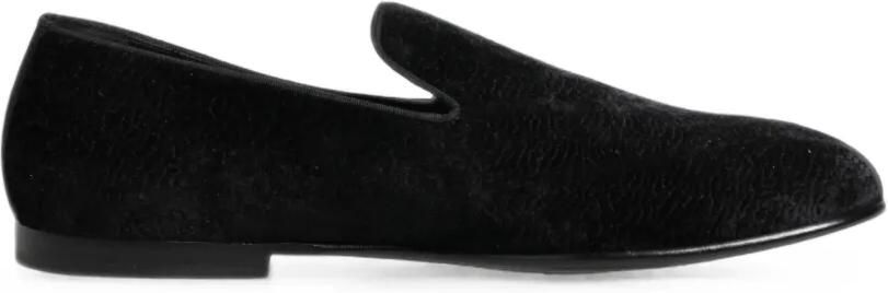 Dolce & Gabbana Fluwelen loafers met jacquard Zwart