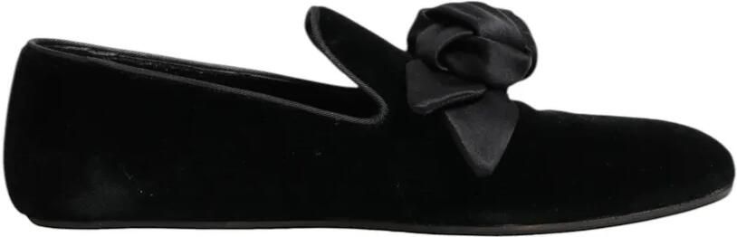 Dolce & Gabbana Fluwelen loafers met roos-detail Zwart