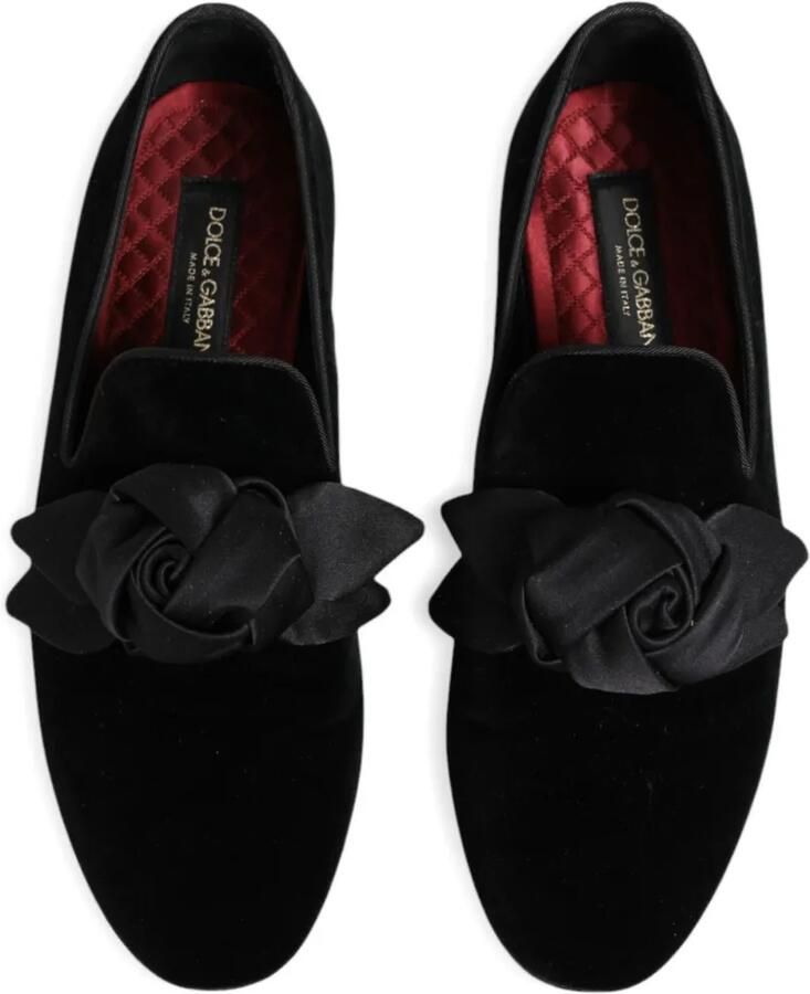 Dolce & Gabbana Fluwelen loafers met roos-detail Zwart - Foto 2