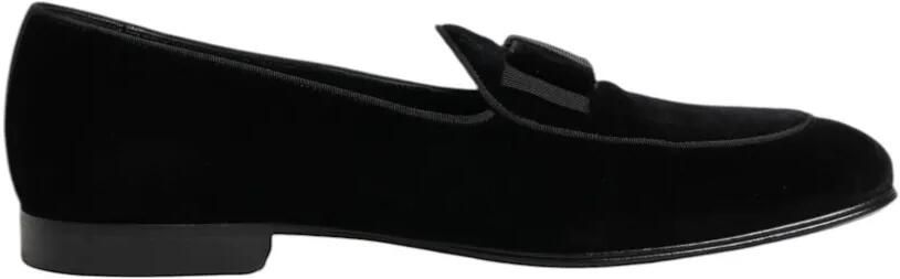 Dolce & Gabbana Fluwelen loafers met strikdetail Zwart