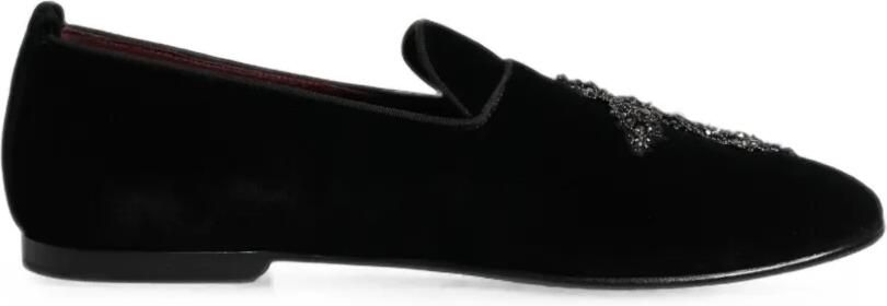 Dolce & Gabbana Fluwelen loafers met verfraaiing Zwart