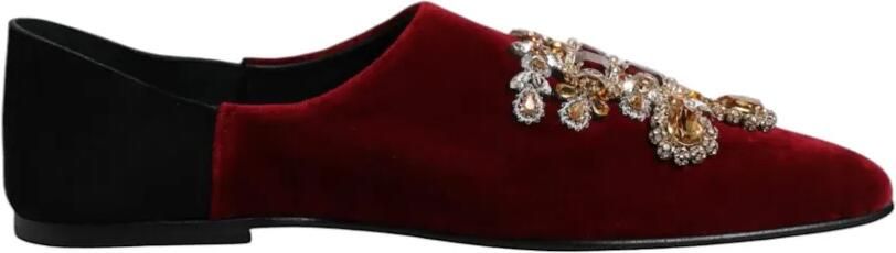 Dolce & Gabbana Fluwelen loafers verfraaid met kristallen Rood