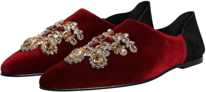 Dolce & Gabbana Fluwelen loafers verfraaid met kristallen Rood - Foto 5