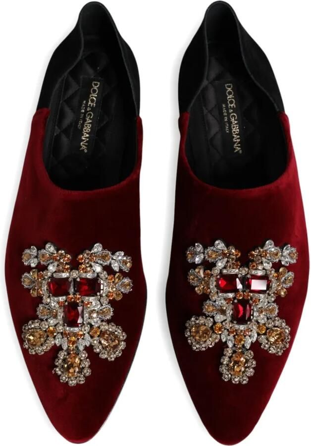 Dolce & Gabbana Fluwelen loafers verfraaid met kristallen Rood - Foto 2