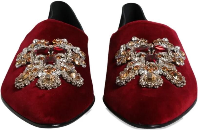 Dolce & Gabbana Fluwelen loafers verfraaid met kristallen Rood - Foto 3