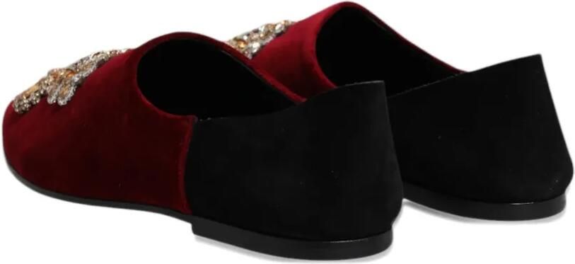 Dolce & Gabbana Fluwelen loafers verfraaid met kristallen Rood - Foto 4