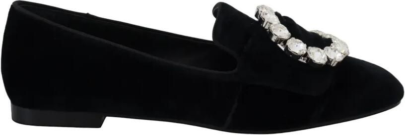 Dolce & Gabbana Fluwelen loafers verfraaid met kristallen Zwart