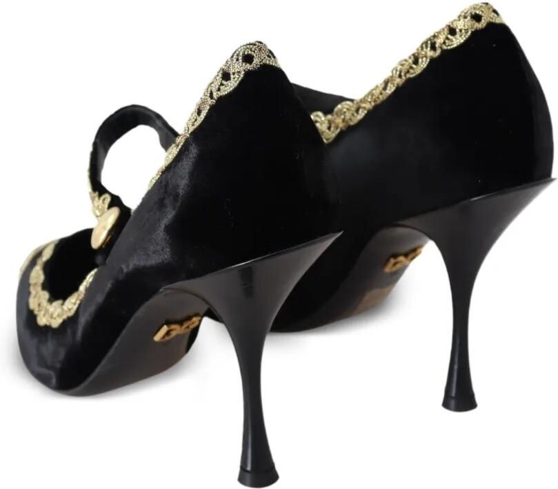 Dolce & Gabbana Fluwelen pumps met hak Zwart - Foto 4