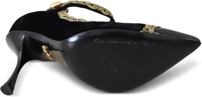 Dolce & Gabbana Fluwelen pumps met hak Zwart - Foto 5