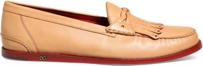 Dolce & Gabbana fringed kiltie loafers Beige