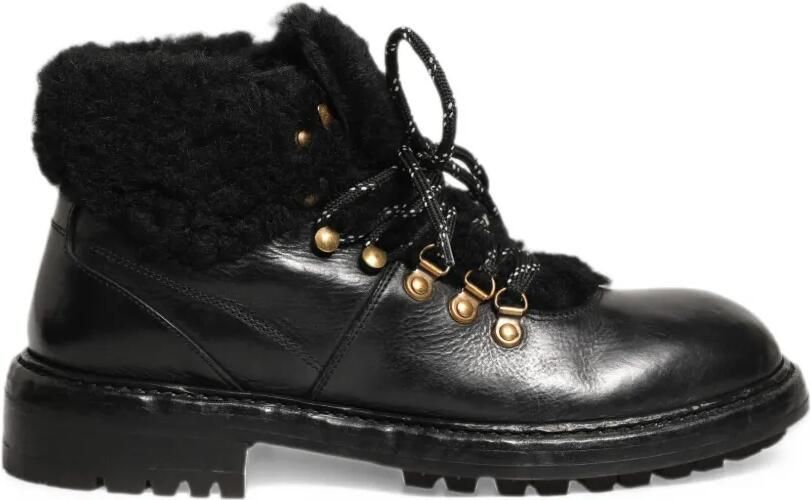 Dolce & Gabbana fur-trim ankle boots Zwart