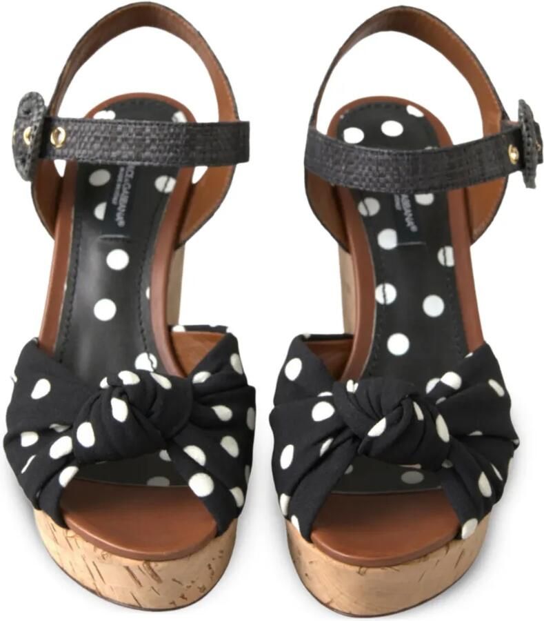 Dolce & Gabbana Geknoopte sandalen met stippen Zwart - Foto 2