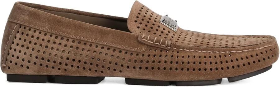 Dolce & Gabbana Geperforeerde loafers Bruin