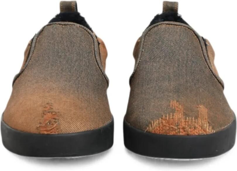 Dolce & Gabbana Gerafelde sneakers met denim-textuur Bruin - Foto 2