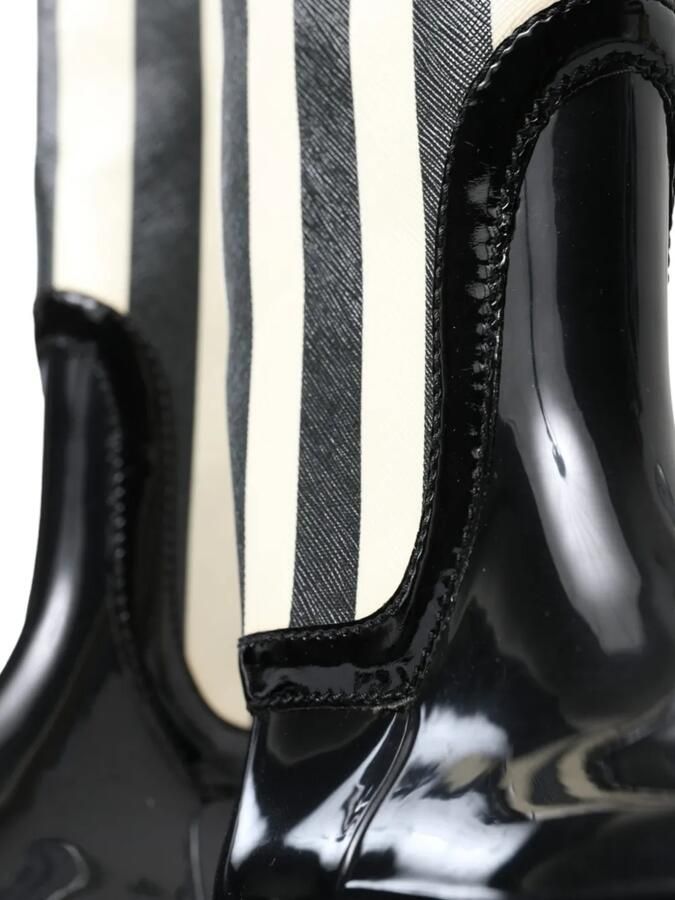 Dolce & Gabbana Gestreepte rubberen laarzen Zwart - Foto 2