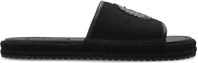 Dolce & Gabbana Gevlochten sandalen met logo-applicatie Zwart