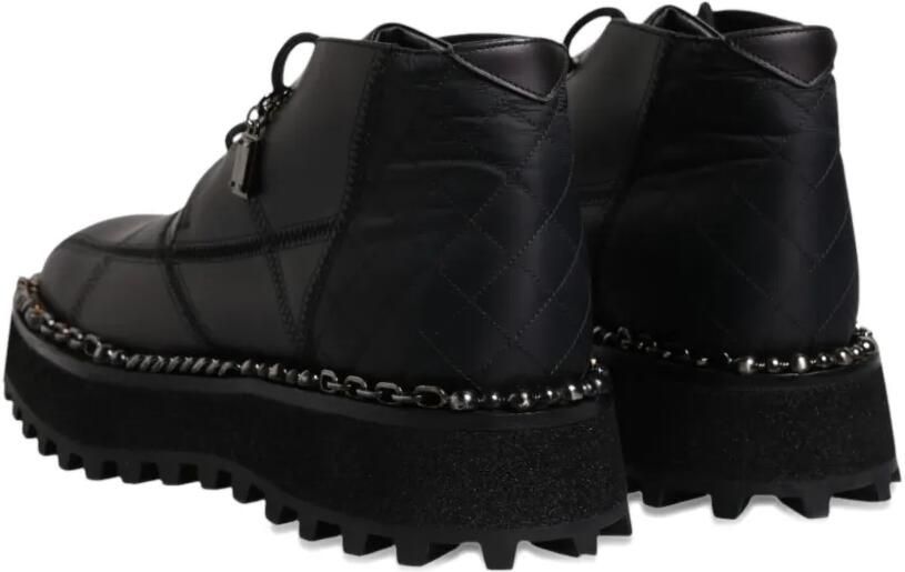Dolce & Gabbana Gewatteerde bikerlaarzen met ketting afwerking Zwart - Foto 4