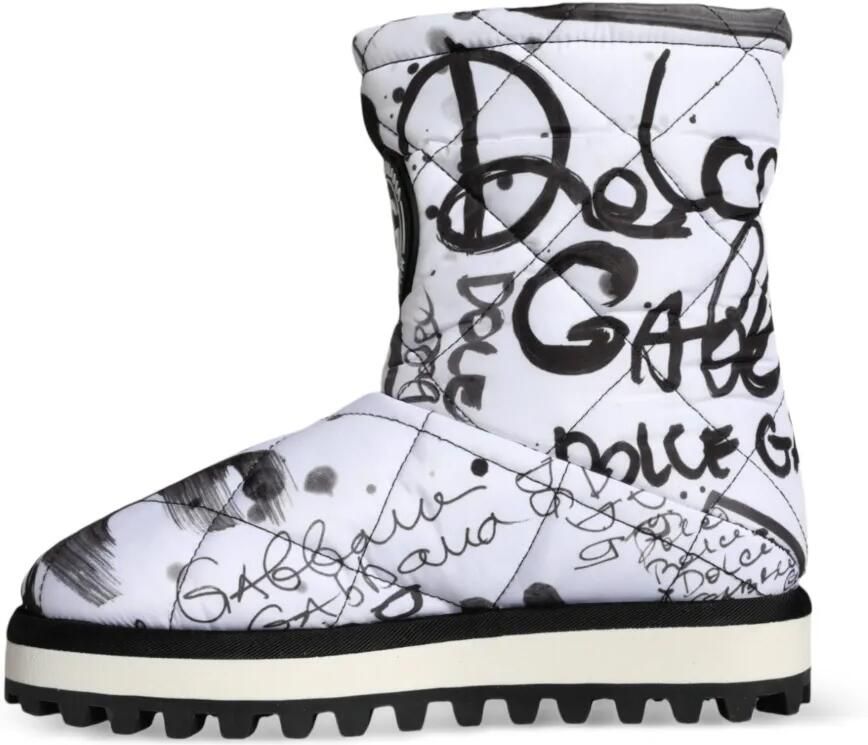 Dolce & Gabbana Gewatteerde laarzen met graffiti-print Wit - Foto 5