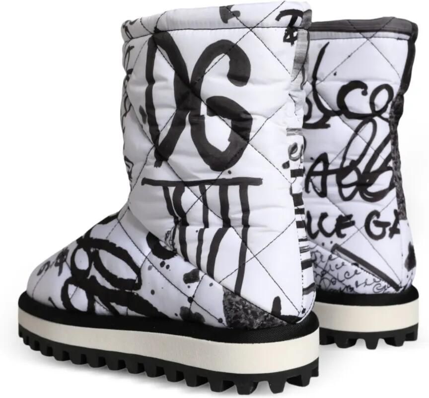 Dolce & Gabbana Gewatteerde laarzen met graffiti-print Wit - Foto 3