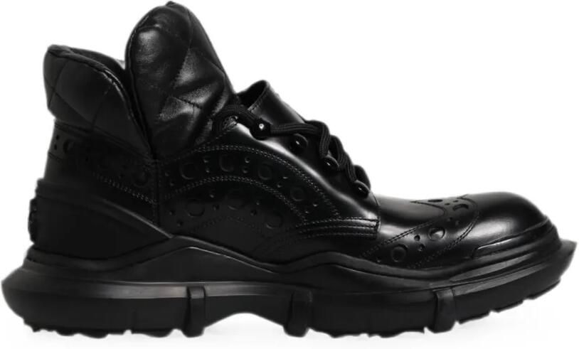 Dolce & Gabbana Gewatteerde sneakers met brogue-detail en plateauzool Zwart
