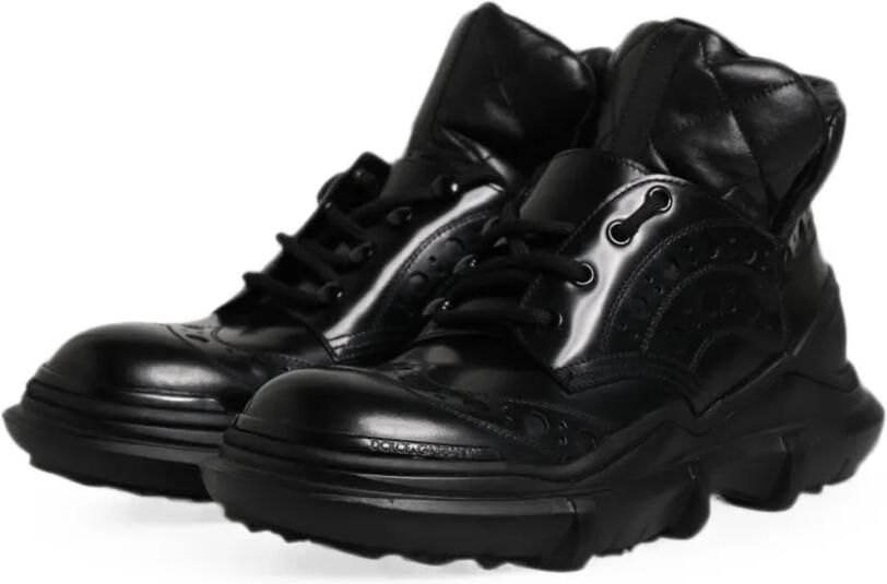 Dolce & Gabbana Gewatteerde sneakers met brogue-detail en plateauzool Zwart - Foto 4