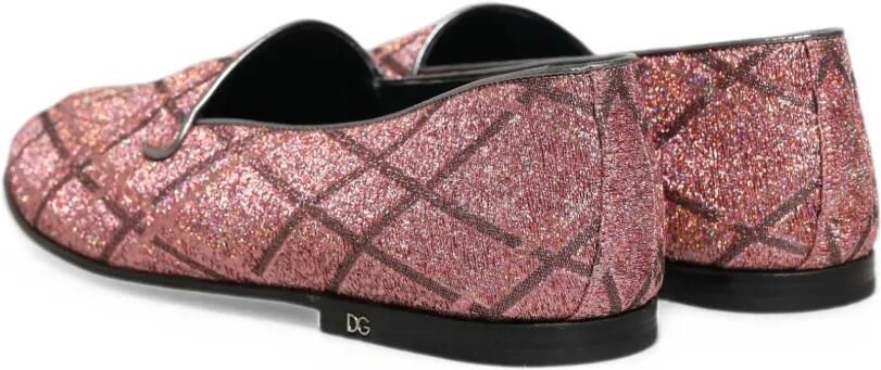 Dolce & Gabbana glitter-effect checked loafers Roze - Foto 4
