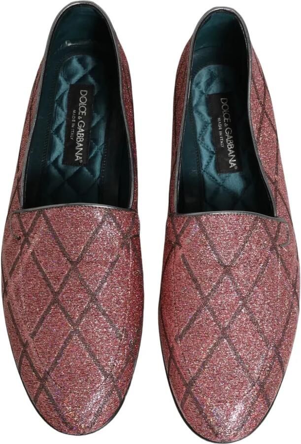 Dolce & Gabbana glitter-effect checked loafers Roze - Foto 2