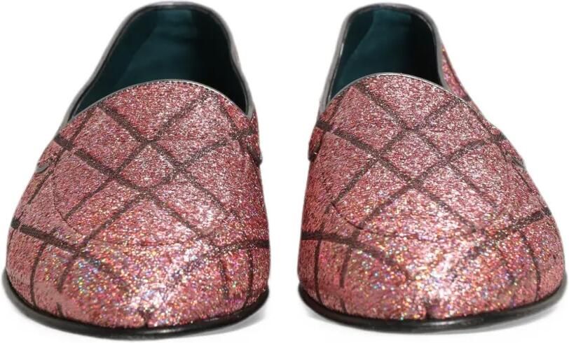 Dolce & Gabbana glitter-effect checked loafers Roze - Foto 3