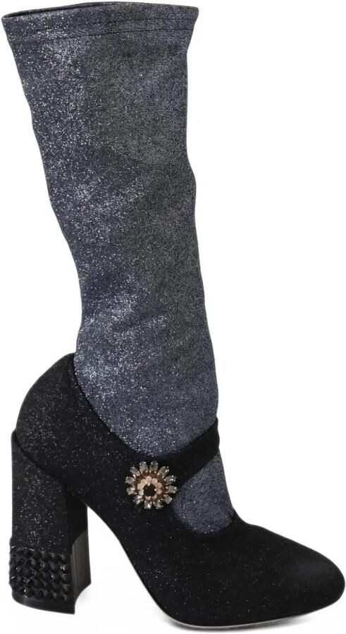 Dolce & Gabbana glitter-effect crystal-embellished boots Zwart