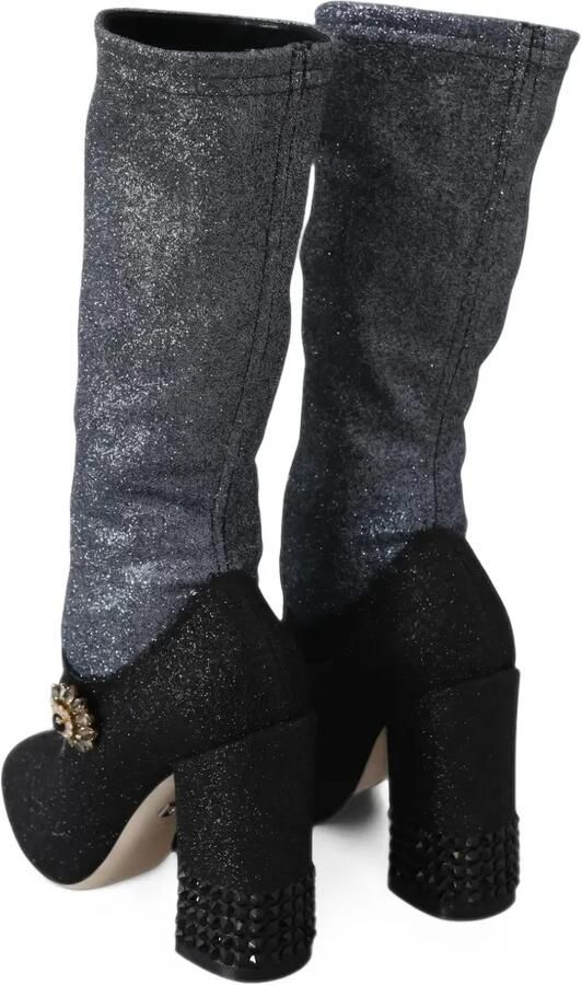 Dolce & Gabbana glitter-effect crystal-embellished boots Zwart - Foto 2
