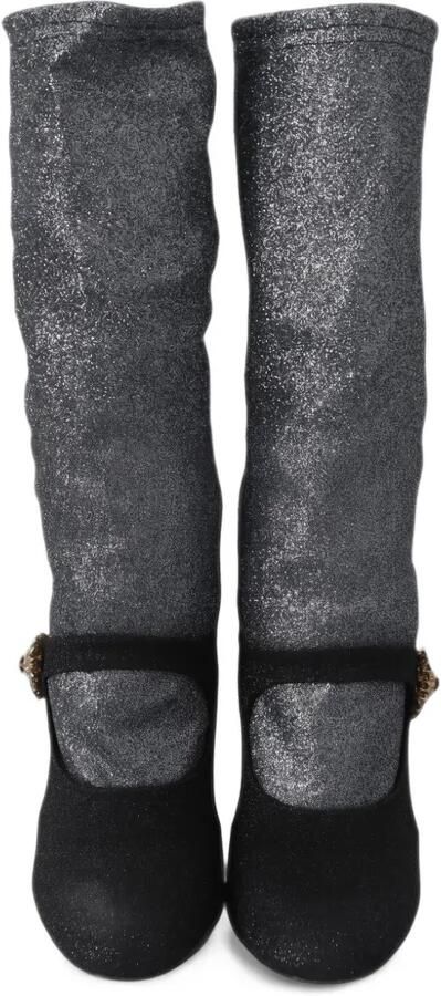 Dolce & Gabbana glitter-effect crystal-embellished boots Zwart - Foto 4